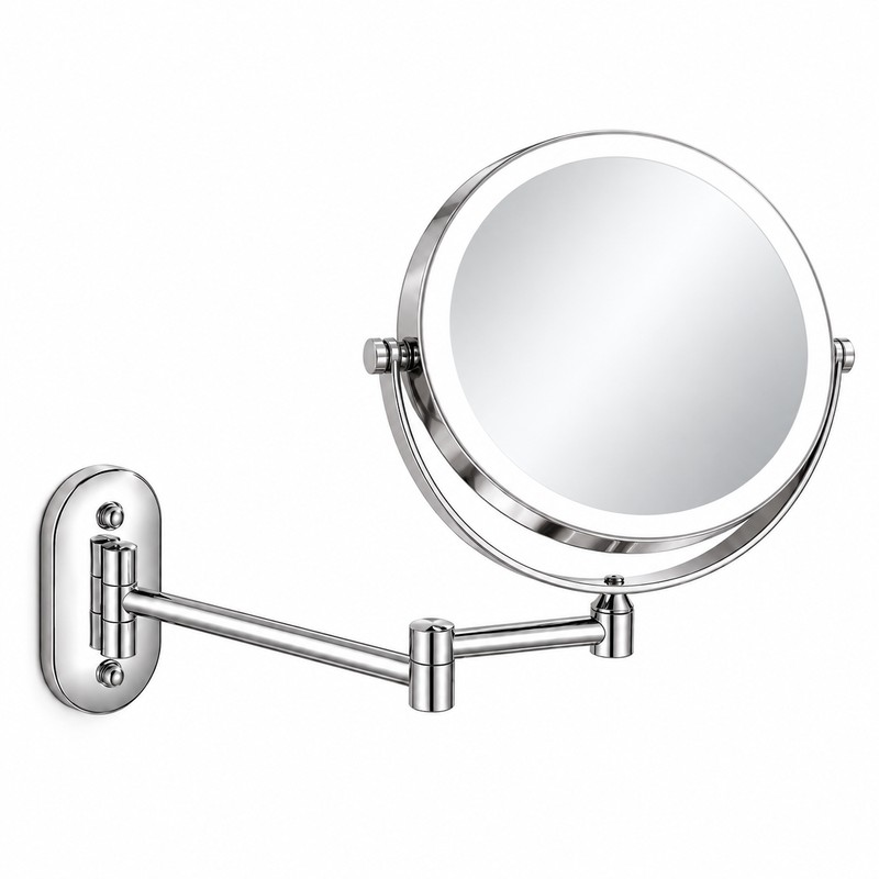 7–8 Inch Wall-Mounted LED Makeup Mirror, 1X/3X–10X, Battery & USB