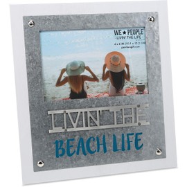Pavilion Gift Company 4x6 Inch Easel Back Picture Frame Livin' The Beach Life, 4x6, White