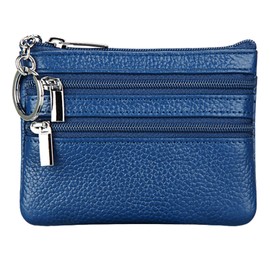 YueJieSelected Ladies Genuine Leather Wallet with Key Ring, blue, Urban Minimalism