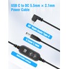 YACSEJAO USB C to DC 5.5x2.1mm Adjustable Voltage Power Cable,