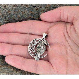 Kiss of Leather Raven in Moon Pendant 925 Silver No.392, Silver