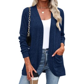 Navy Blue Cardigan for Women Light Weight Wrap Open Front Long Sweater Cardigan Plus Size Navy Blue XXL