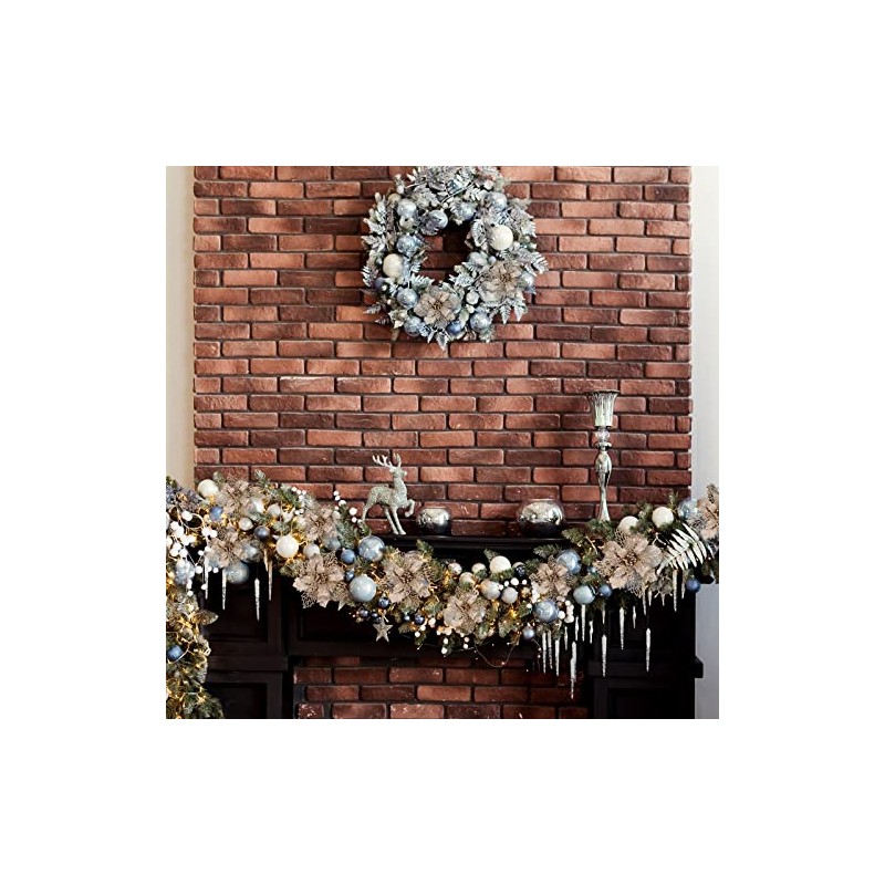 GWHOLE 21 Nochebuenas Navideñas Adornos para Árbol de Navidad, 10/12/16cm