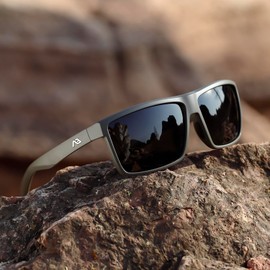 kimorn Sports Polarized Sunglasses for Men and Women Ideal for Driving Fishing Cycling and Running UV Protection (Grey/Army green)