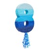 Ombre Blue Number 8 Pull String Pinata, Party Game for