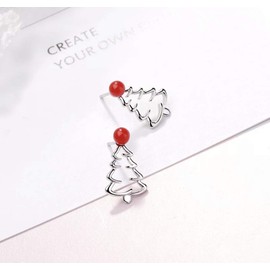 Iszie 925 Sterling Silver Cute Christmas Tree earrings, Festive Christmas Earrings For Girls and Women