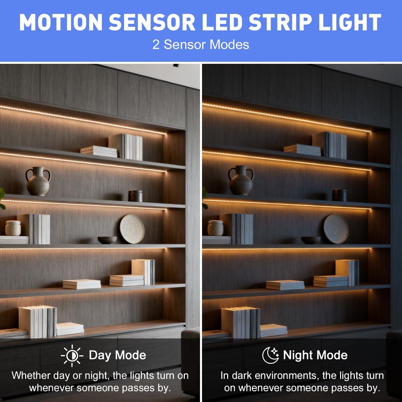 LUXJET Rechargeable Motion Sensor Wardrobe Light, 3.3ft Flexible LED Strip
