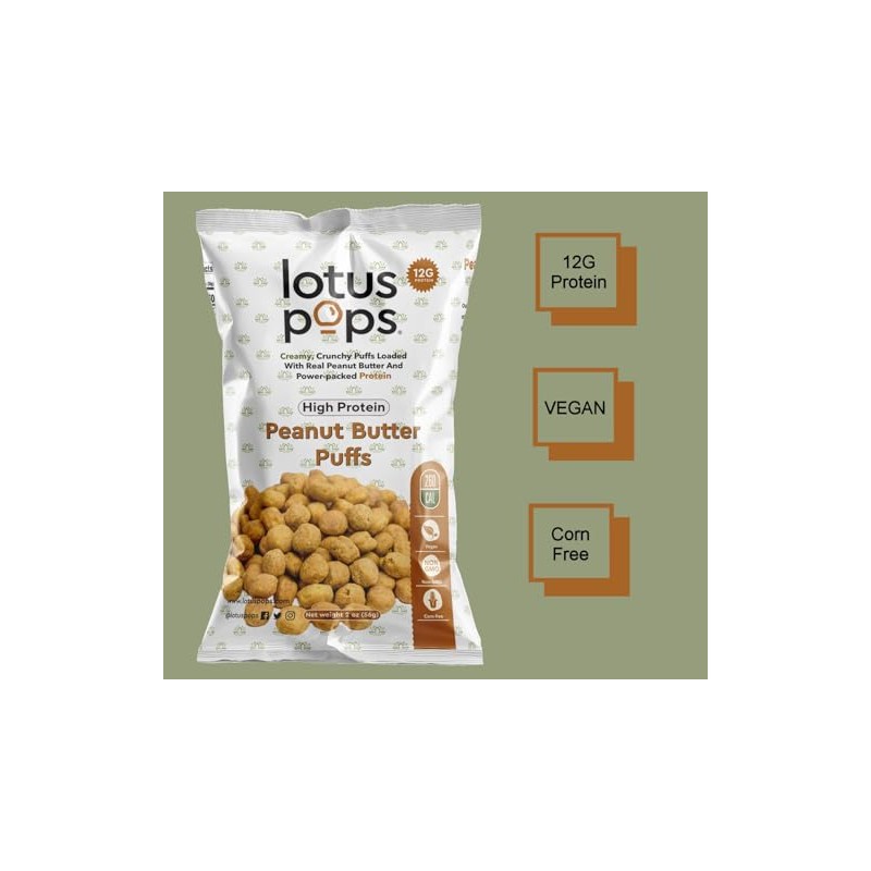 Lotus Pops - High Protein Peanut Butter Puffs - High