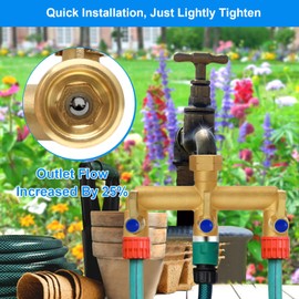 Brass Garden Hose Splitter, 3 Way Hose Splitter, Outdoor Hose Splitter, GHT 3/4 In. Female Inlet And 3 Way 3/4 In, (Increase Flow Style)