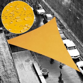 ShadeMart 14' x 14' x 14' Yellow Waterproof Shade Sail Sun Shade Sail Triangle Custom Size Water Resistant Canopy Awning Shelter, 95% UV Blockage for Outdoor Patio Carport