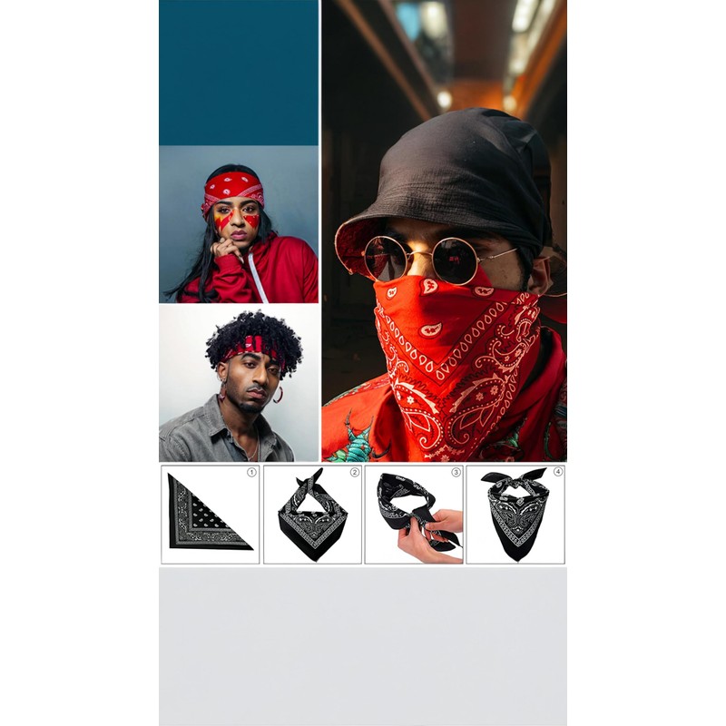 Honwor 2PCS Paisley Bandanas - Pirate Head Scarf for Men