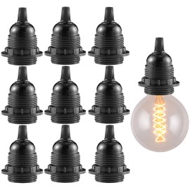 Mornajina 9Packs E27 E26 Light Socket, Lamp Holder Light Socket, Replacement Lamp Socket, Light Bulb Socket, Edison Retro Pendant Lamp Holder, Medium Screw-in Lamp Socket for Edison Bulb (#402)