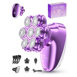 5-in-1 Electric Razors for Women, 7D Magnetic Heads Full Body Shaver, Waterproof Wet Dry Hair Remover with LED Display, Rechargeable Bikini Trimmer for Underarms, Face, Legs, Lips, Arms (Purple)