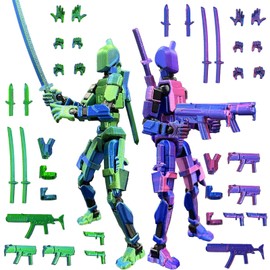 T13 Action Figure Set (Assembly Completed), 3D Printed Multi-Jointed, Titan 13 Action Figures, Multi-Articular Lucky Mobile Robot Nova T-13,Desktop Decorations for Game Lovers Toys (Blue/Purple)