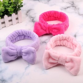 New Coral Fleece Bow Sports Headband for Makeup, Washing, and Sports Activities Free Size/Black 15ea