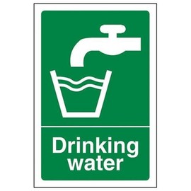 V Safety Drinking Water Sign - Portrait - 100 mm x 150 mm - 1 mm Rigid Plastic Safety Sign