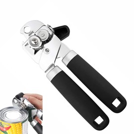 Can Opener, 3-in-1 Can Opener, Stainless Steel Can Opener, Seniors Can Opener, Without Sharp Edges, Can Opener with Comfortable Handle, Non-Slip Handle, Ergonomic and Large Rotary Knob
