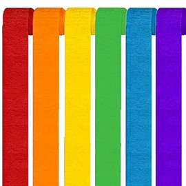 6 Rolls Rainbow Crepe Paper, Colourful Streamers Decorations for Birthday Party,25 m x 4.5 cm/Roll(red/Orange/Yellow/Green/Blue/Purple)