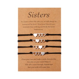 YELUWA 2/3/4/5 Pcs Sisters Bracelet Best Friend Friendship BFF Bestie Heart Matching Long Distance Bracelets Gift for Teen Girls Women Mother Daughter, Nylon, bead