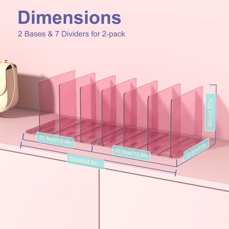SortNStore Purse Organizer for Closet: Shelf Dividers Adjustable Acrylic Bag