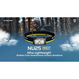 Nitecore NU25 MCT 400 Lumen Lightweight USB-C Rechargeble Outdoor Headlamp with Multiple Color Temperatures Warm Natural, Cold Lights and Red Light (Headband, Black)