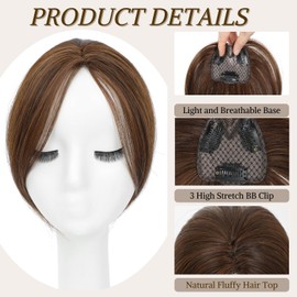 Mekylio Hair Toppers for Women with Thinning Hair Extensions 360° 3D Toppers Hair Pieces for Women Clip Ins Fake Bangs Hair Pieces Perfect Solution for Stylish Upgrade