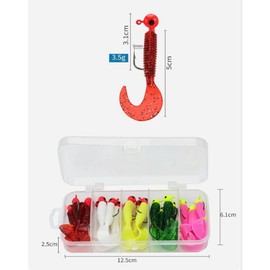 3.5g Soft Plastic Fishing Lures Set, 20 Pieces, Multiple Colours, Storage Case Included AUPOINT