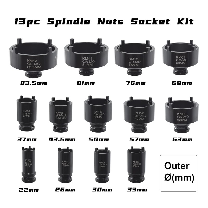 Yuesstloo 13 PCS Spindle Nuts Socket Kit Ball Joints Axle