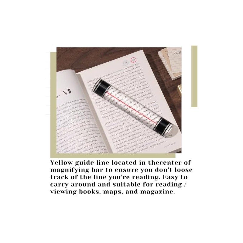 Chunful 1 Pcs Magnifying Ruler with Sliding Markers 6 Inch