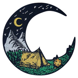Camping On the Moon Patch Embroidered Applique Badge Iron On Sew On Emblem