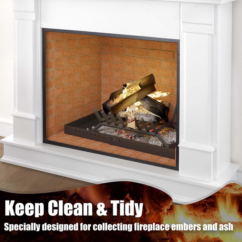 Memrita Fireplace Tray Large Size,Adjustable Ash Pan with Handles for