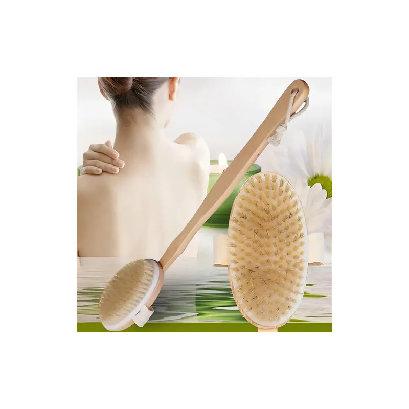 Cepillo Corporal En Seco Cerdas Naturales Mango Removible F