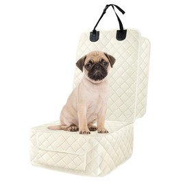 JNNJ Car Seat Cover for Pets, Car Front Seat Cover for Dogs, Separate Single Seat All Cover, Waterproof Dog Seat Cover, Fits All Cars SUV (Beige/White)