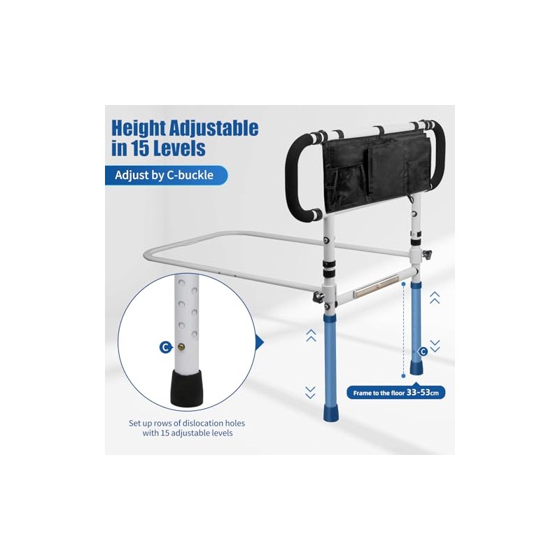 EasyVibe Bed Rails for Elderly Adults with Motion Light &