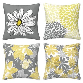 TNRTNP Daisy Sunflower Cushion Covers 18x18 Inch Set of 4, Decorative Throw Pillow Covers 45 X 45cm for Home Garden Sofas Bed Living Room Car Gifts