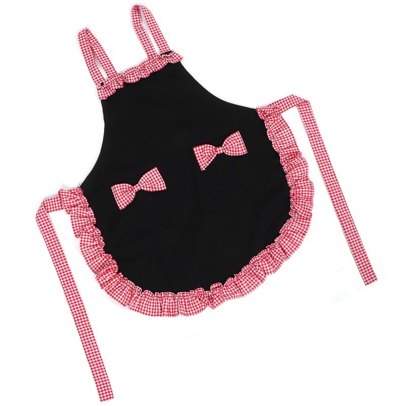 Bowknot Apron Multifunctional Cooking OilProof Waterproof Antifouling Apron for Kitchen(Black