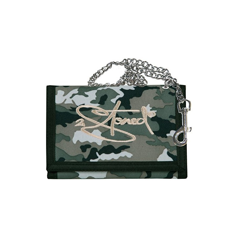 2Stoned Wallet Embroidered with Chain and Velcro Fastening Camo Gym