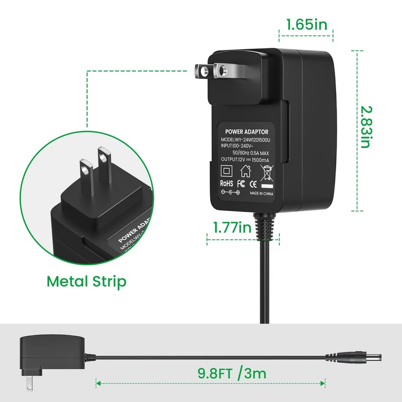 Auspow 12V 1.5A Power Adapter for Yamaha PA130 PA150, 12V