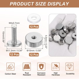 PATIKIL M4x0.7 Standoff Screws with Spacers, 12 Pack Wall Mounting Hardware Thumb Screw Fasteners for Acrylic Glass Signs Mirrors, Silver 15mm