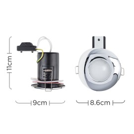 MiniSun Fire Rated Bathroom/Shower IP65 Polished Chrome Domed GU10 Ceiling Downlight