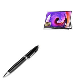 BoxWave Stylus Pen Compatible with FYHXele Portable Monitor Touchscreen M156DT (15.6 in) - EverTouch Meritus Capacitive Styra, Capacitive Stylus with Rollerball Pen - Jet Black
