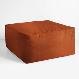 Sorra Home Sunbrella Corded Pouf Cushion - Square, Outdoor Stuffed Plush Ottoman & Foot Rest Stool - Balcony, Patio, Poolside Furniture Accessory - Canvas Rust (30" x 30" x 15")
