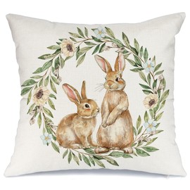 AACORS Easter Pillow Cover 16x16 Inch Bunny Garland Decorative Pillow Case Holiday Party Decorations for Home Sofa Couch AA695-16