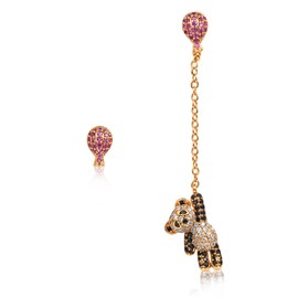 Suplight Unmatched Earrings for Women Gold Cubic Zirconia Ballon Bear Asymmetric Earrings