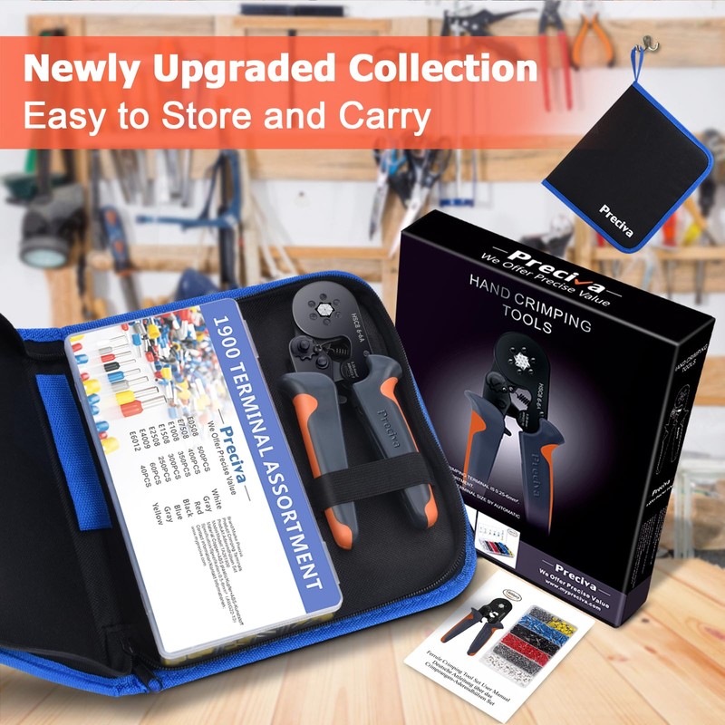 Preciva Ferrule Crimping Tool Kit with 1900PCS Wire Connectors, Hexagonal