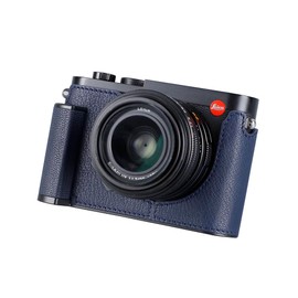 Camera Half Case for Leica Q2,SIUTATDSH Vintage Metal Genuine Leather Camera Protective Cases Stylish Portable Shockproof (BlueL)