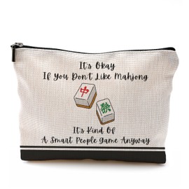QGFM Mahjong Gifts Makeup Bag, Mah Jong Accessories and Gifts Cosmetic Bags for Women, Gift for Mah Jong Players, It's Okay If You Don't Like Mahjong Zipper Makeup Pouch