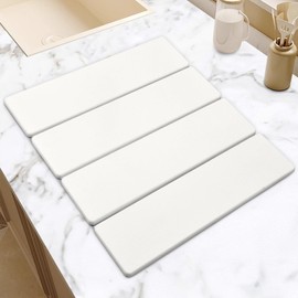 Large Stone Dish Drying Mats for Kitchen Counter, 20.8"(L)×21.4"(W) Quick Dry Collapsible Dish Drying Mat, Eco-Friendly Absorbent Diatomaceous Earth Mats for Dishes Bottles Cups, Match Any Countertop