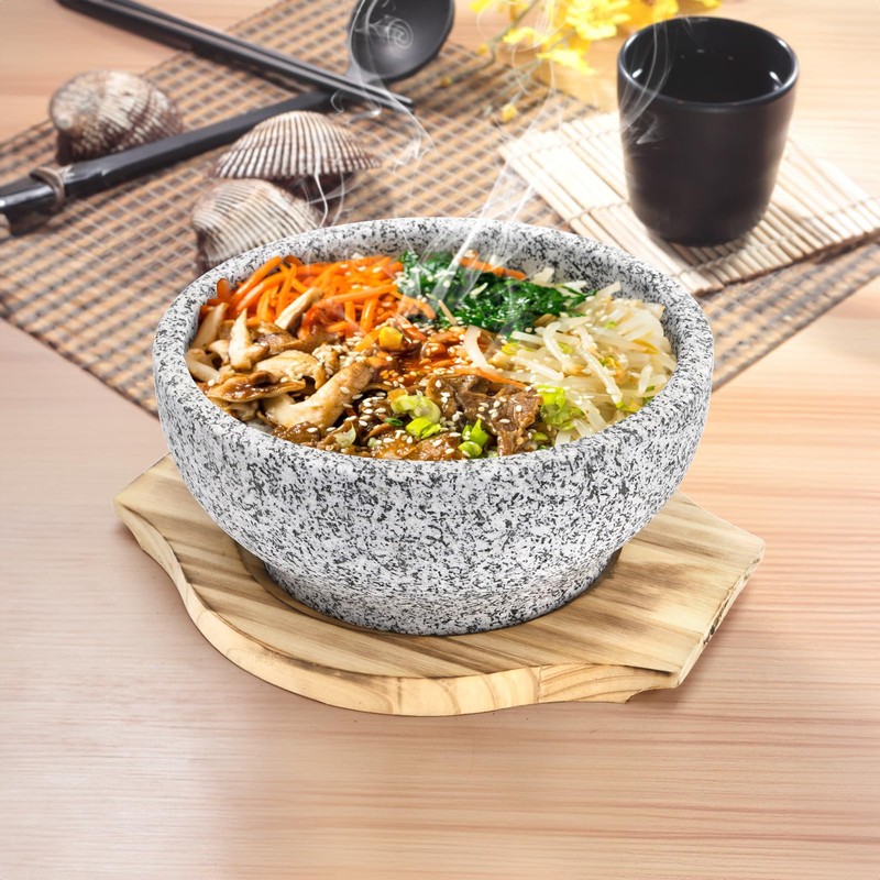 Acshio Dolsot Bibimbap Bowl, 27 Oz Korean Stone Bowls Cooking