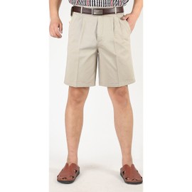 Yeokou Men's Classic Weekend Oxford Pleated Front Golf Shorts(Beige-42)